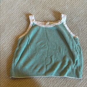 Girls Knit Green and White Tank Top
